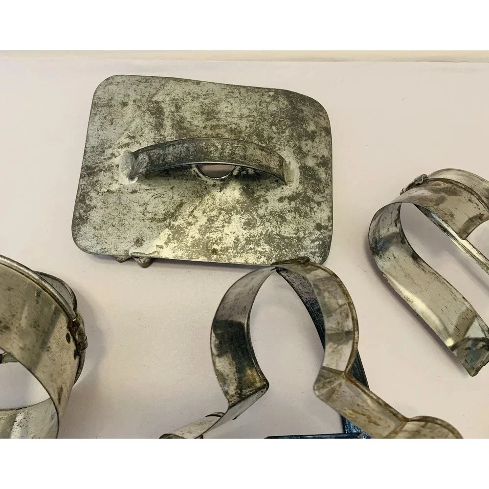 VTG Cookie Cutters LOT Green Handle Country Folk Horse Dog Biscuit Christmas